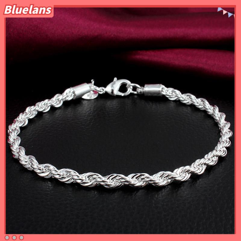 Bluelans Gelang Tali Twist Lapis Silver Untuk Pasangan