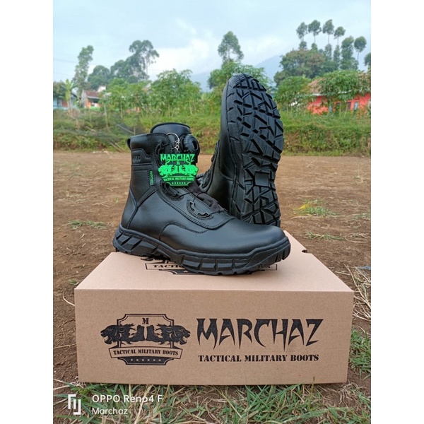 SEPATU PDH TALI PUTAR PENDEK MERK MARCHAZ HITAM FULL KULIT DOF