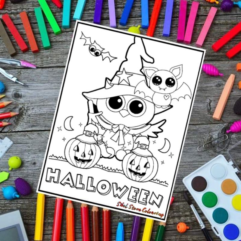 

Kertas Mewarnai Gambar Anak Tema Halloween / Kertas Gambar (10 Lembar Gambar)
