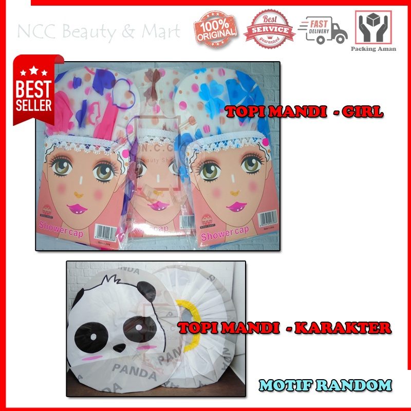 * NCC * Shower Cap - Topi Mandi - Eva Girl Karakter - Kualitas Bagus