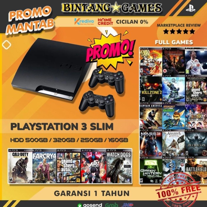 [Game/Console] Ps3 Ps 3 Playstation 3 Slim Sony + Hdd 500Gb/320Gb/250Gb/160Gb + Games