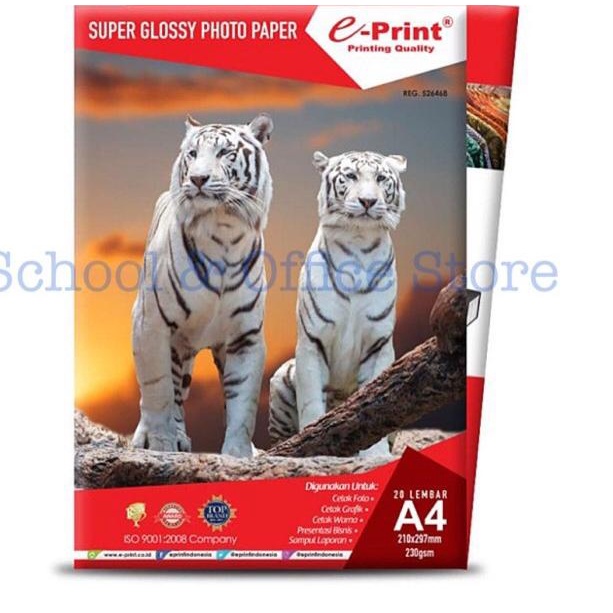

E-Print Glossy Photo Paper A4 230 gsm / Kertas Foto Glossy Eprint A4