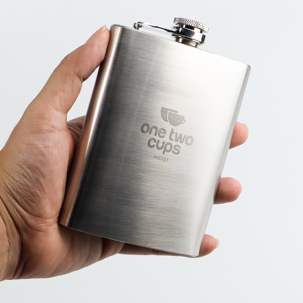 Botol Minum OMHAMCSV Wine Flask Bentuk Kotak 8oz - Silver