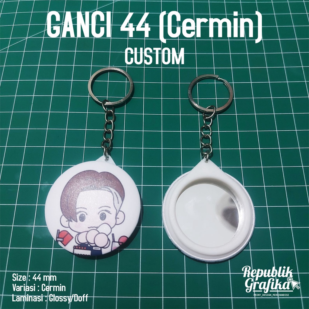 GANTUNGAN KUNCI 44 MM CERMIN - SOUVENIR MURAH BERKUALITAS