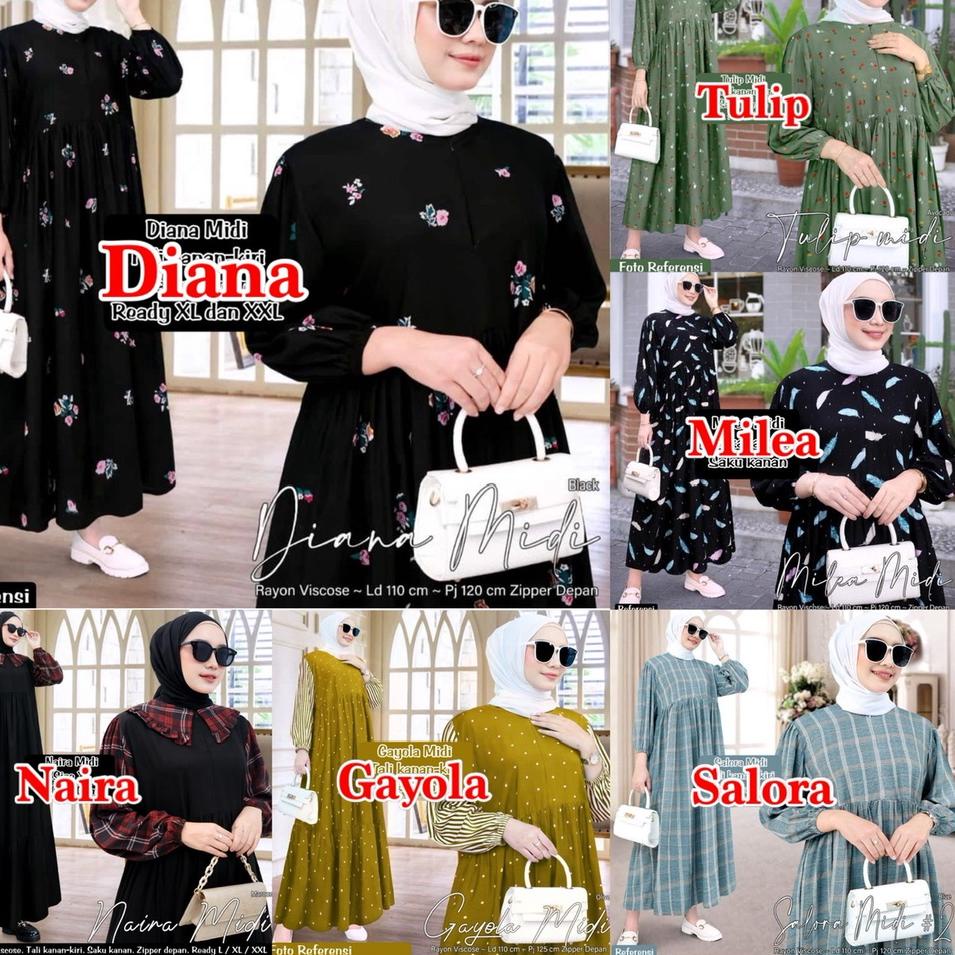 "SIA.18Oc22ι" DRESS RAYON MOTIF - ADELA DELISA ANIRA LEVIRA DIANA 3 KALANA MIDI DRESS BUSUI KATUN - 