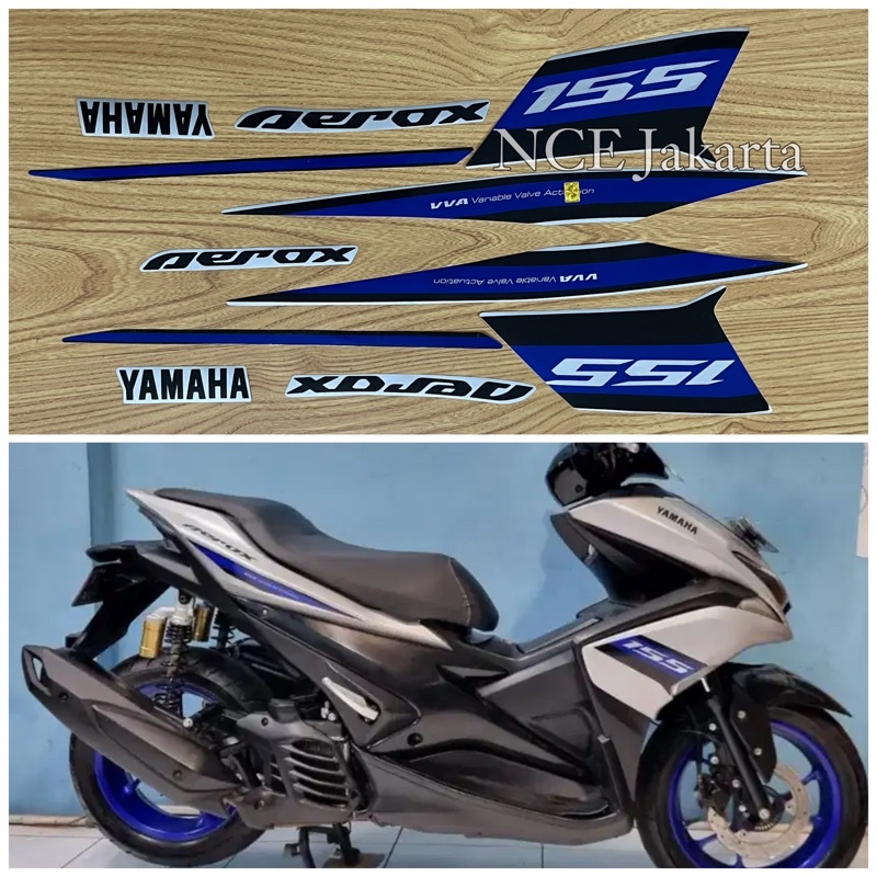 STIKER STRIPING MOTOR AEROX R 2018 SILVER BIRU