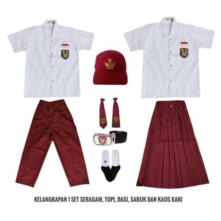 [BJP.18Oc22ι] Seragam Sekolah SD Setelan Baju Putih Pendek Celana Atau Rok Rempel Merah Panjang SD K