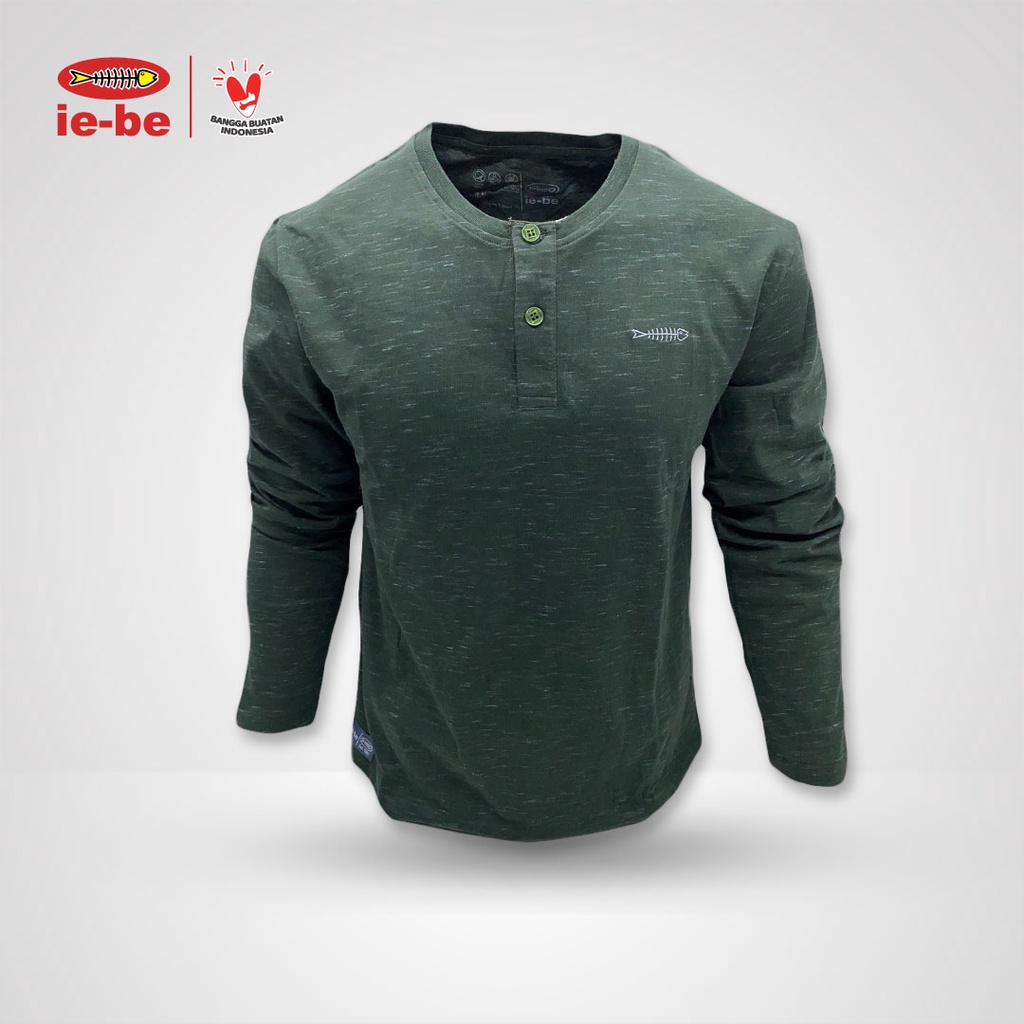 Kaos Tangan Panjang IEBE Casual Green Army Slub I1HL8065
