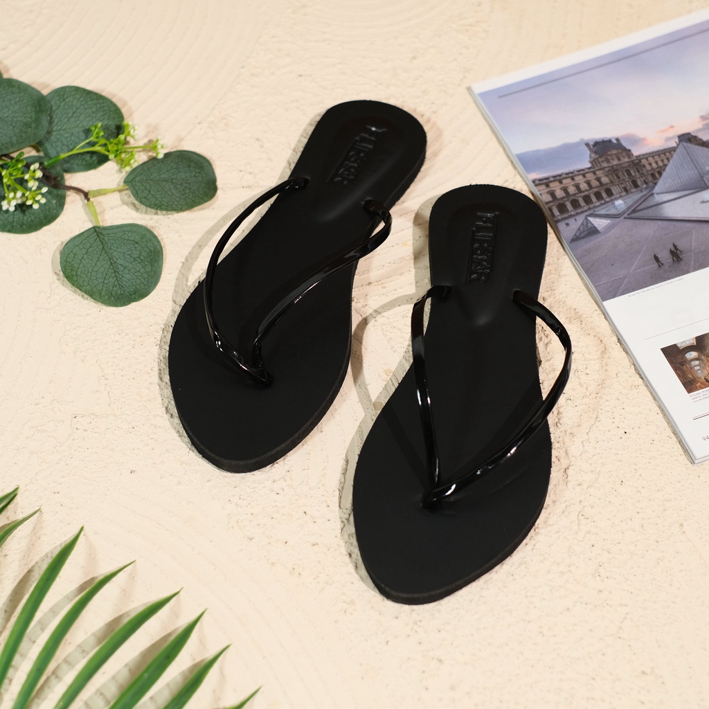 Sandal Jepit Wanita Full Hitam color By Flipstar | Sandal Jepit Elegan