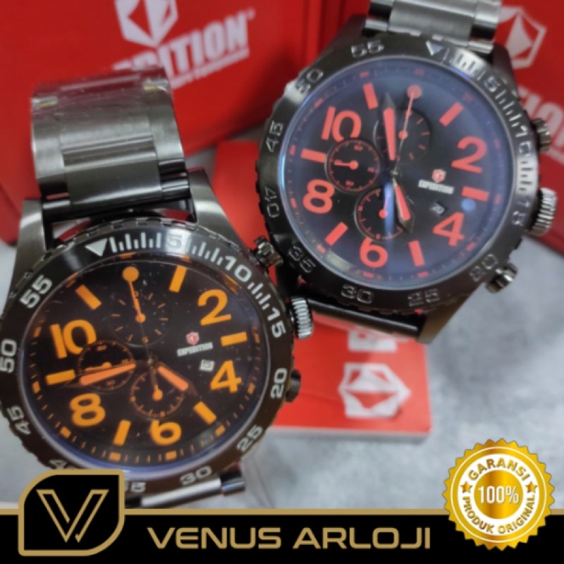 Jam Expedition SE 6387 MC BIP Pria Rantai Hitam Bulat