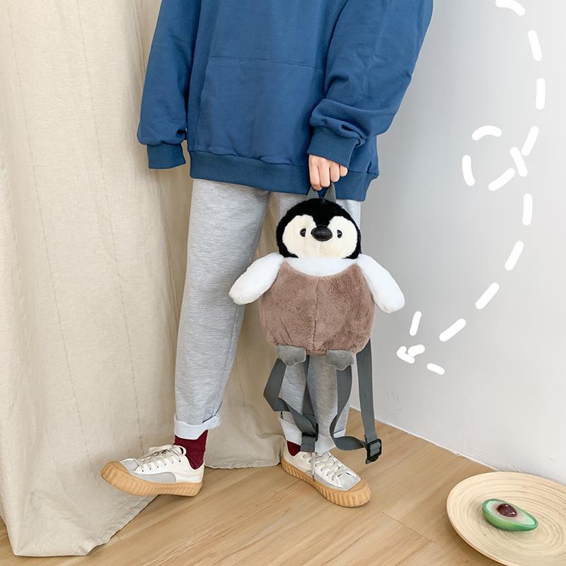 ◘ↂSera Diimpor Jepang Kartun Lucu Mewah Lembut Gadis Penguin Boneka Boneka Multi-Fungsional Satu Bahu Diagonal Tas Orang Tua Anak Ransel