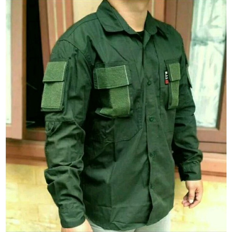 Kemeja tactical hijau army/kemeja pdl lapangan/kemeja hijau army