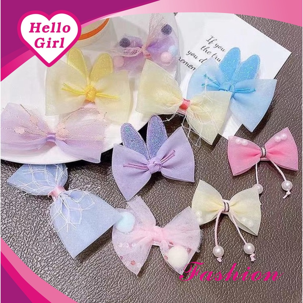 （Hallo Girl)F36 8 Pcs Set Jepit Rambut Pita renda Klip Jepitan Anak Gaya Korea Fashion Hair Clip