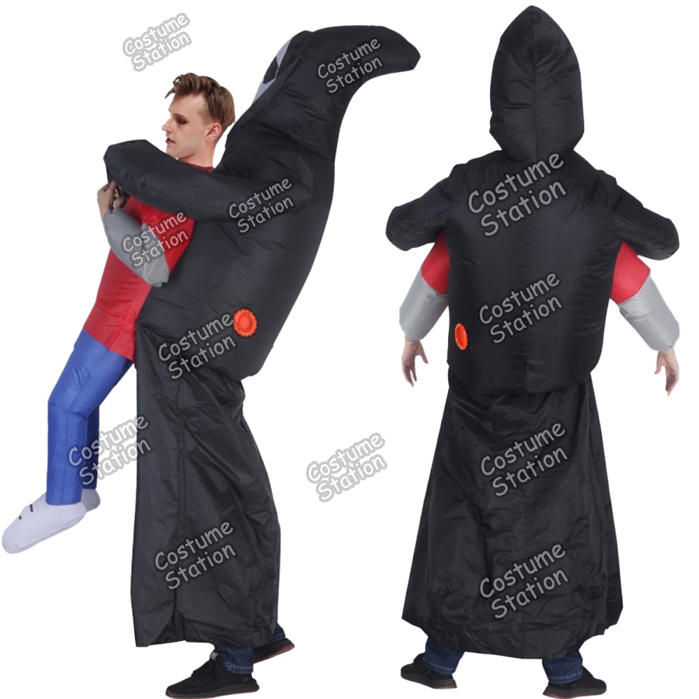 Kostum Grim Reaper Abduction / Costume Ghost Tengkorak Hantu Setan Halloween Inflatable pompa angin dewasa