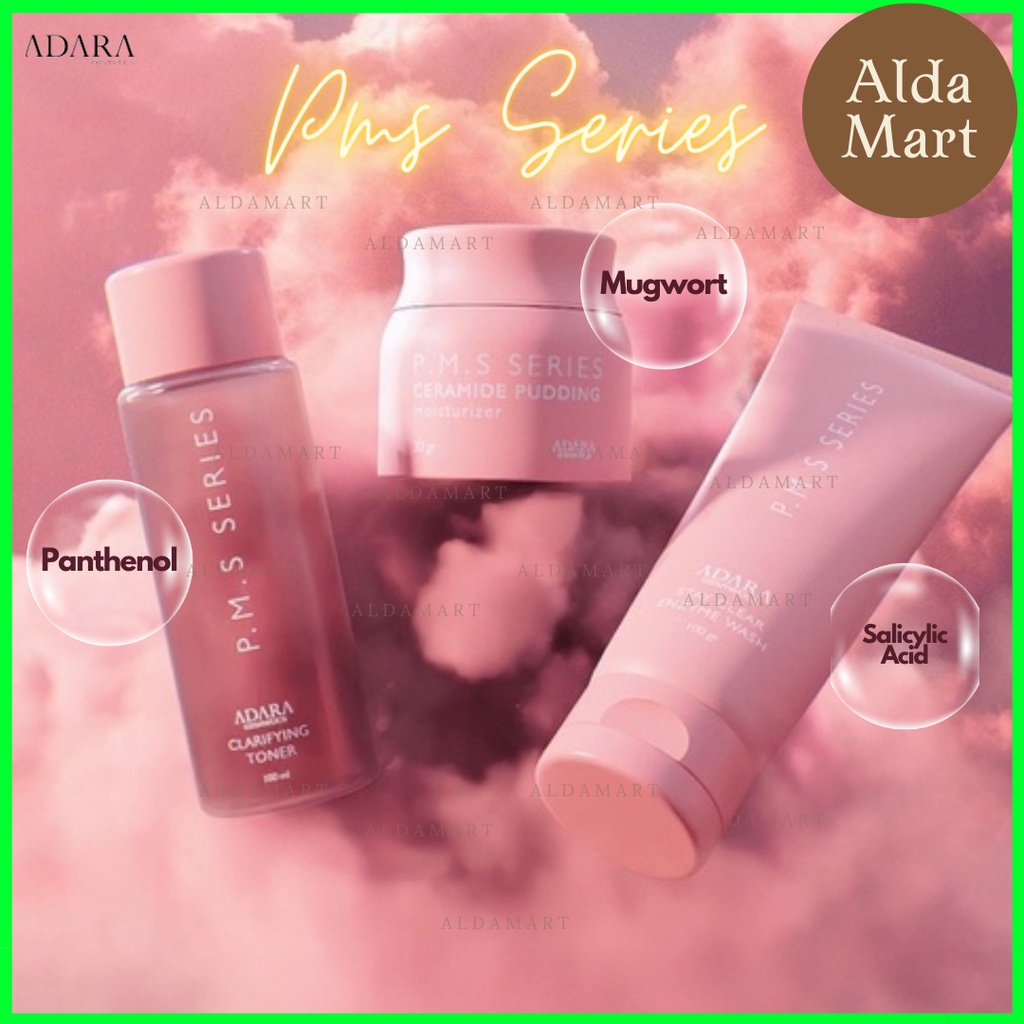 ADARA P.M.S PMS Series Ceramide Pudding Moisturizer Pelembab | Stay Clear Enzyme Wash Sabun Cuci Muka | Clarifying Toner