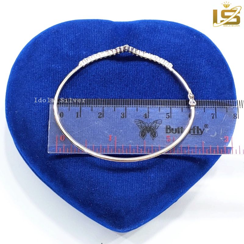 GELANG PERAK ASLI 925 SILVER LAPIS EMAS PUTIH MODEL BANGLE AUREL - PERHIASAN PERAK