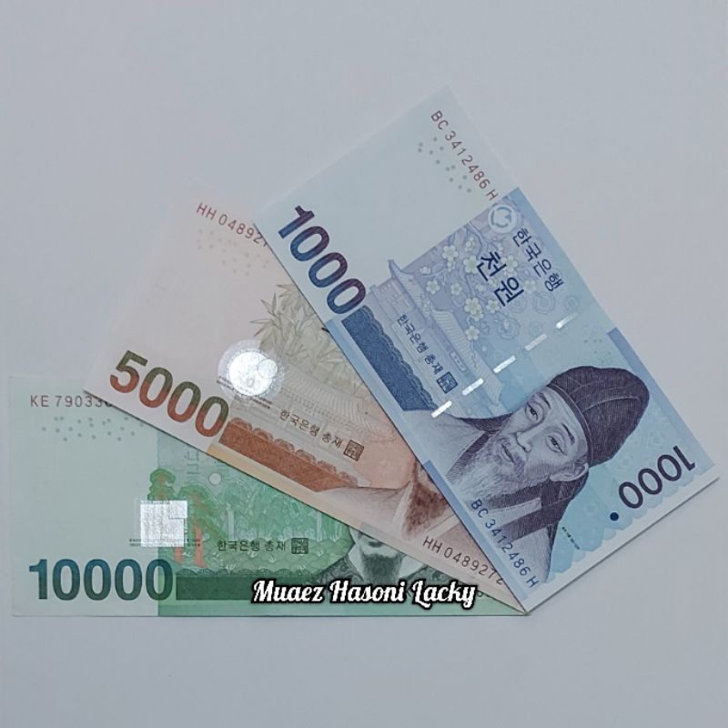 Koleksi Satu Set Paket Lengkap Korea Selatan Won Pecahan 1000 5000 Dan 10000 Won Original