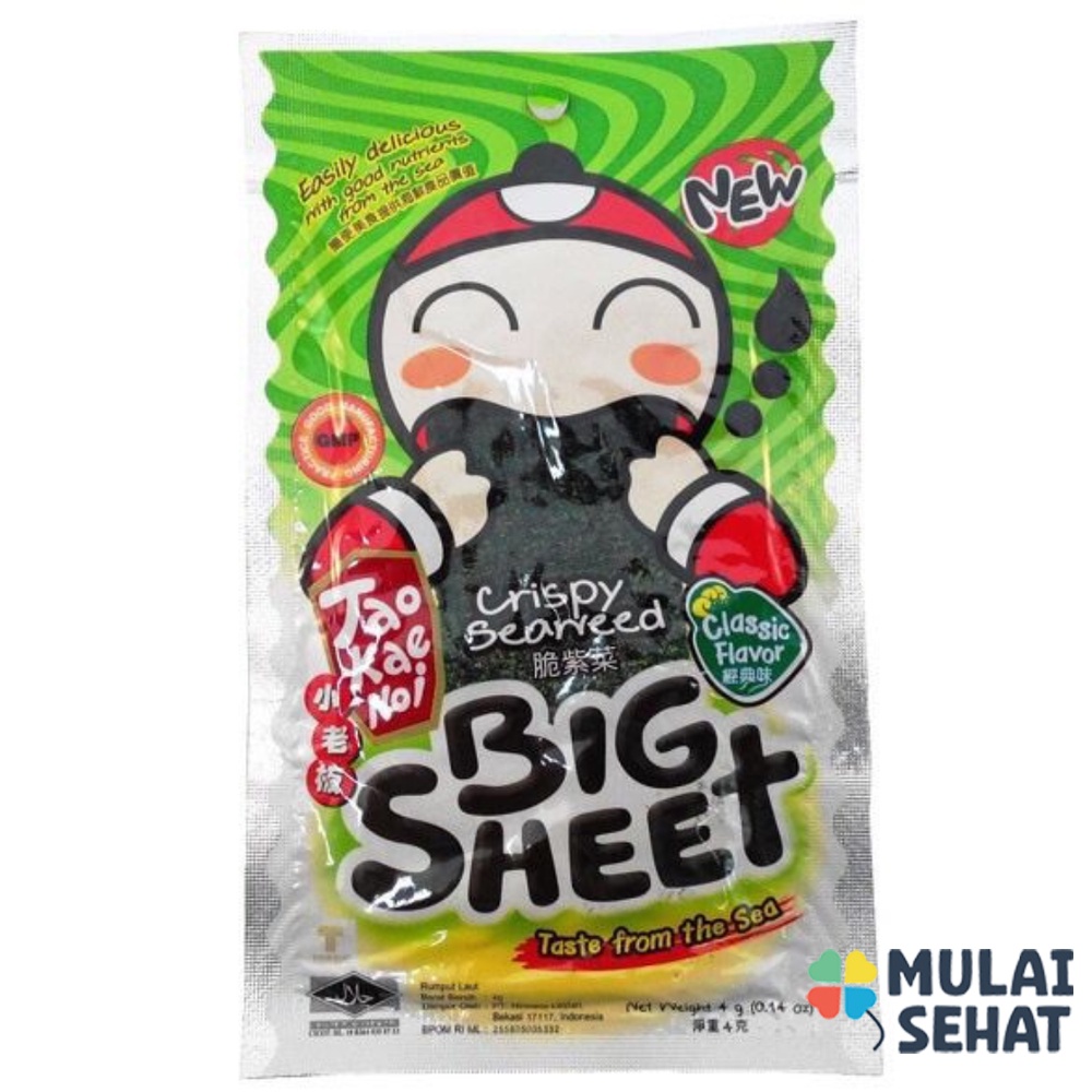 

Tao Kae Noi Crispy Seaweed Big Sheet 4gr/Snack Rumput Laut - makanan rumput laut - rumput laut - nori