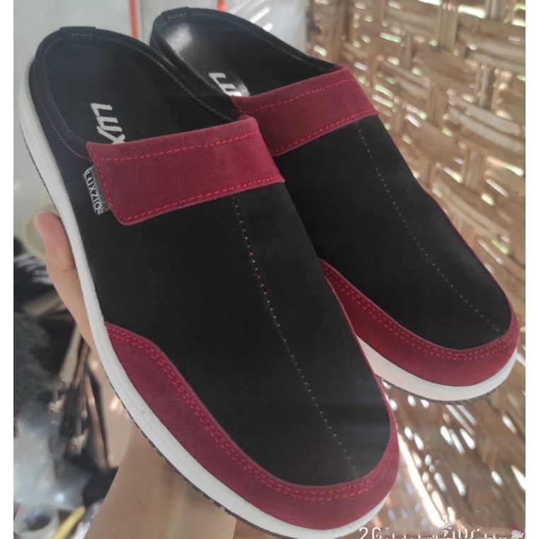 Selop Bustong Pria Kulit Slip On Kasual Sintetis Premium sol Karet Ker