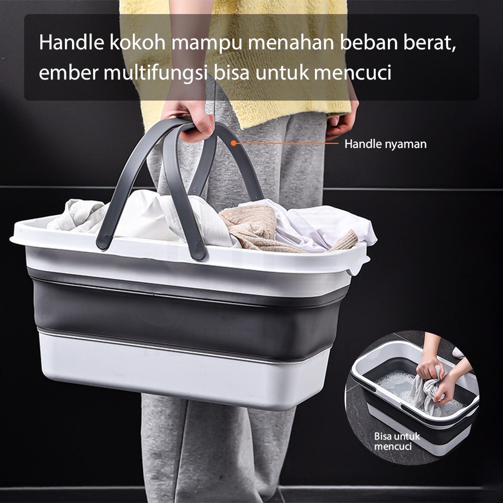 Ember Lipat Portable Serbaguna / Ember Pel Lantai Silicone Wadah Cuci Baju HUGO