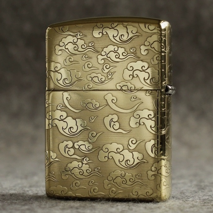 Zippo Korek Api Classic Ukiran Naga Gold