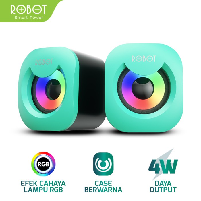 Speaker Mini ROBOT Speaker USB RS180 Multimedia Portable / Speaker Music Mini - Biru(W4E3) Speaker M
