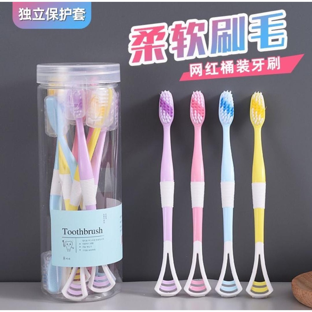 8IN1 - SIKAT GIGI KOREA ISI 8 PC SET WADAH / TOOTH TEETH BRUSH 8 IN 1 DOUBLE SENSITIVE KOREAN DESIGN N QUALITY