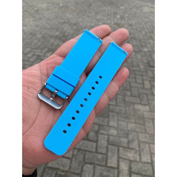 Strap Tali Jam Tangan Silikon biru muda 22mm 9909 new produk