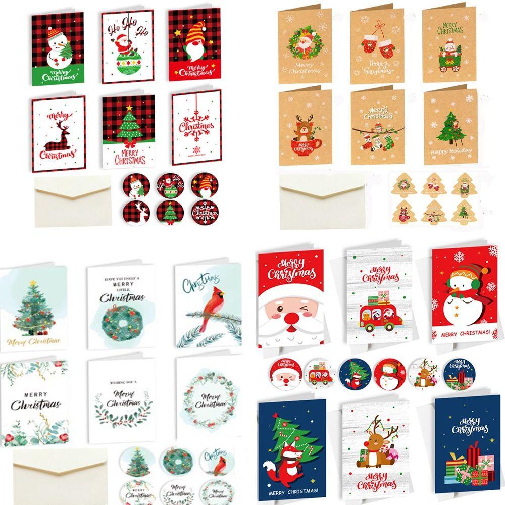 TOP 12set Merry Christmas DIY Handmade Pesta Liburan Terima Amplop Wish Hadiah Kartu