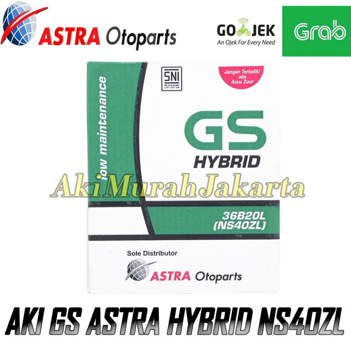 {BEKAS} Aki Mobil Honda Mobilio GS Astra NS40ZL Aki Basah GS HYBRID 12V / 35 A Limited