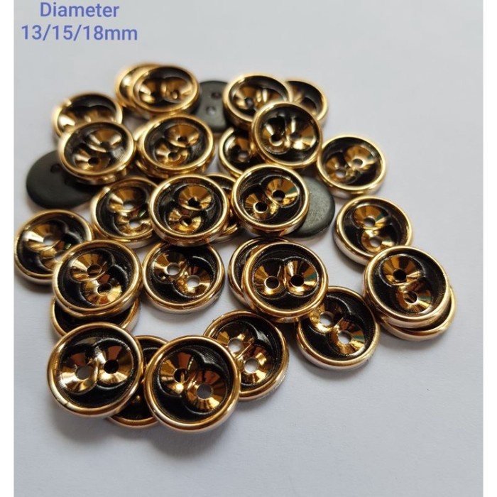 Kancing Kancing Baju Emas Hitam Kaca Mata Isi 400