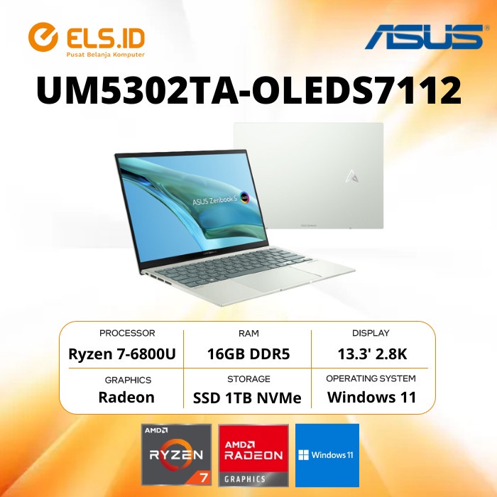 Asus Zenbook S UM5302TA-OLEDS7112 Ryzen 7-6800U 16GB SSD 1TB W11+OHS