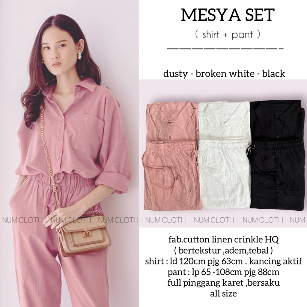 Mesya set ( shirt + pant )setelan wanita