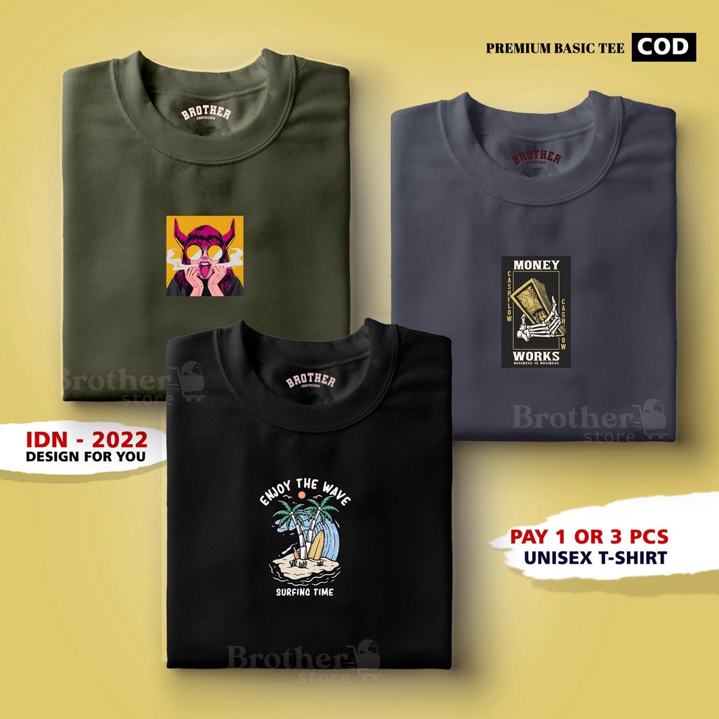 BUY 1 OR 3 PCS ( PROMO COD ) BROTHER STORE / Kaos Distro100% Catoon Combed 24s Tebal / ArticelDWRK