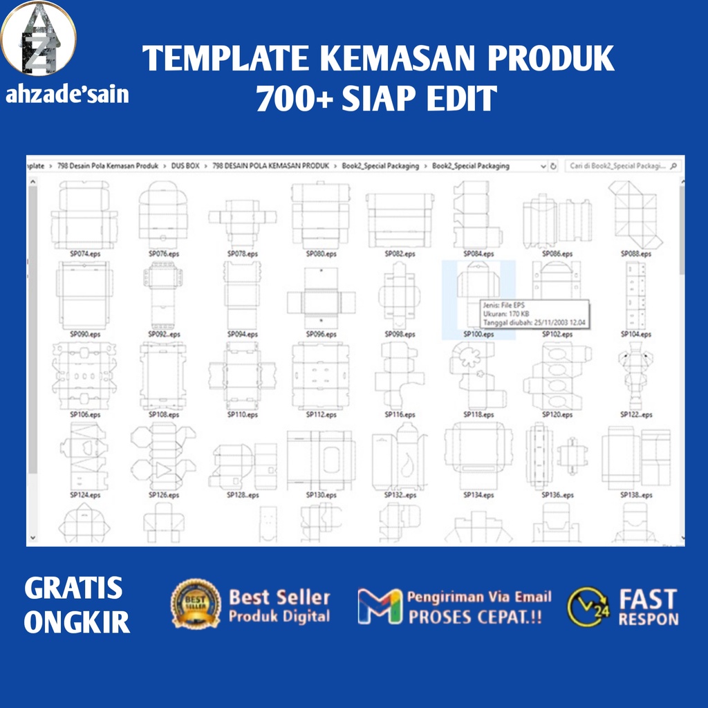 Template Desain Pola Kemasan Produk Format CDR 700+