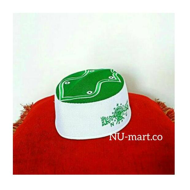 Peci NU Bordir - Peci Haji - Peci Kopiah Songkok Nahdlatul Ulama - Peci Terompah Hitam Putih Hijau [