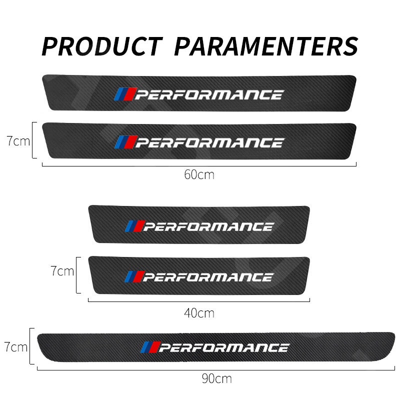 Bmw Performa 9Pcs Stiker Pintu Mobil Carbon Fiber Sill Protection Auto Anti Gores Anti Slip