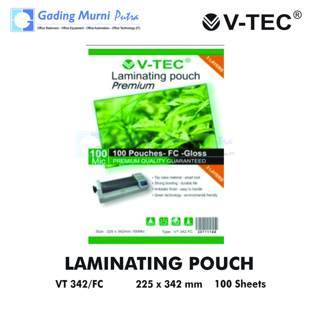 

Plastik Laminating / Mika Laminating Ukuran Folio F4 V-TEC 342/FC FOLIO