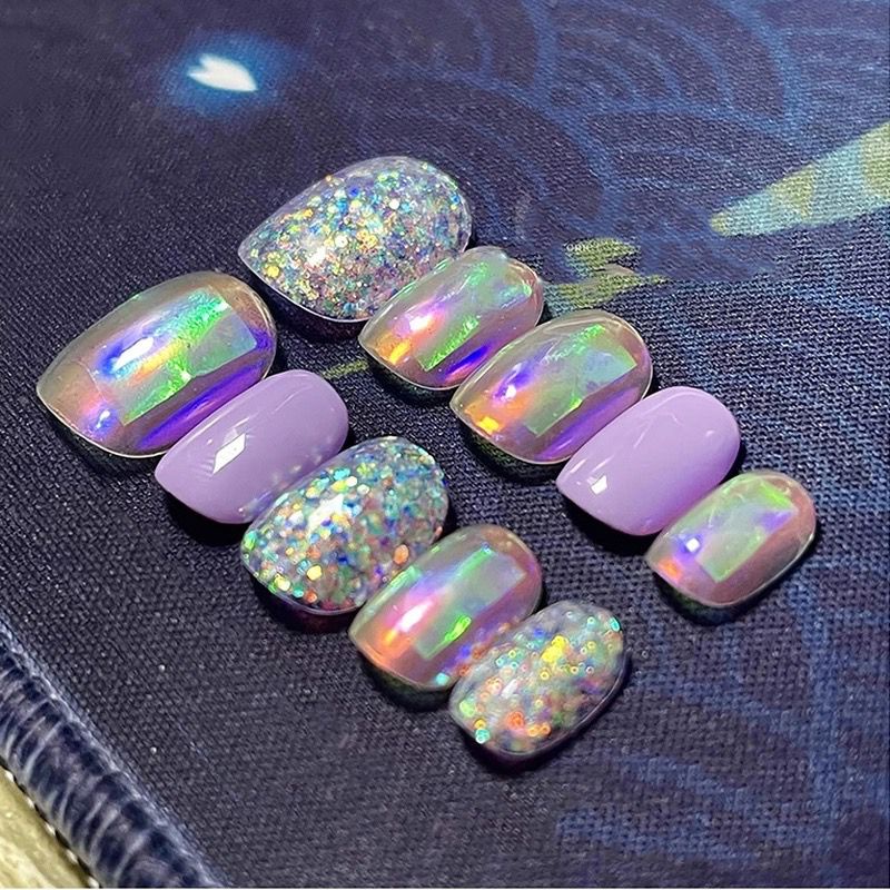 [1Roll Pack Nail Foils] [Aurora Ice Cube Cellophane Nails Stickers ] [Water Transfer Nail Decal] Manicure Accessories] MANIK KUKU LUCU REKOMENDASI