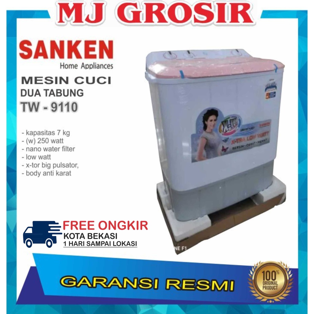 MESIN CUCI SANKEN TW 9110 / 9770 7KG 2 TABUNG TX TOR TECHNOLOGY