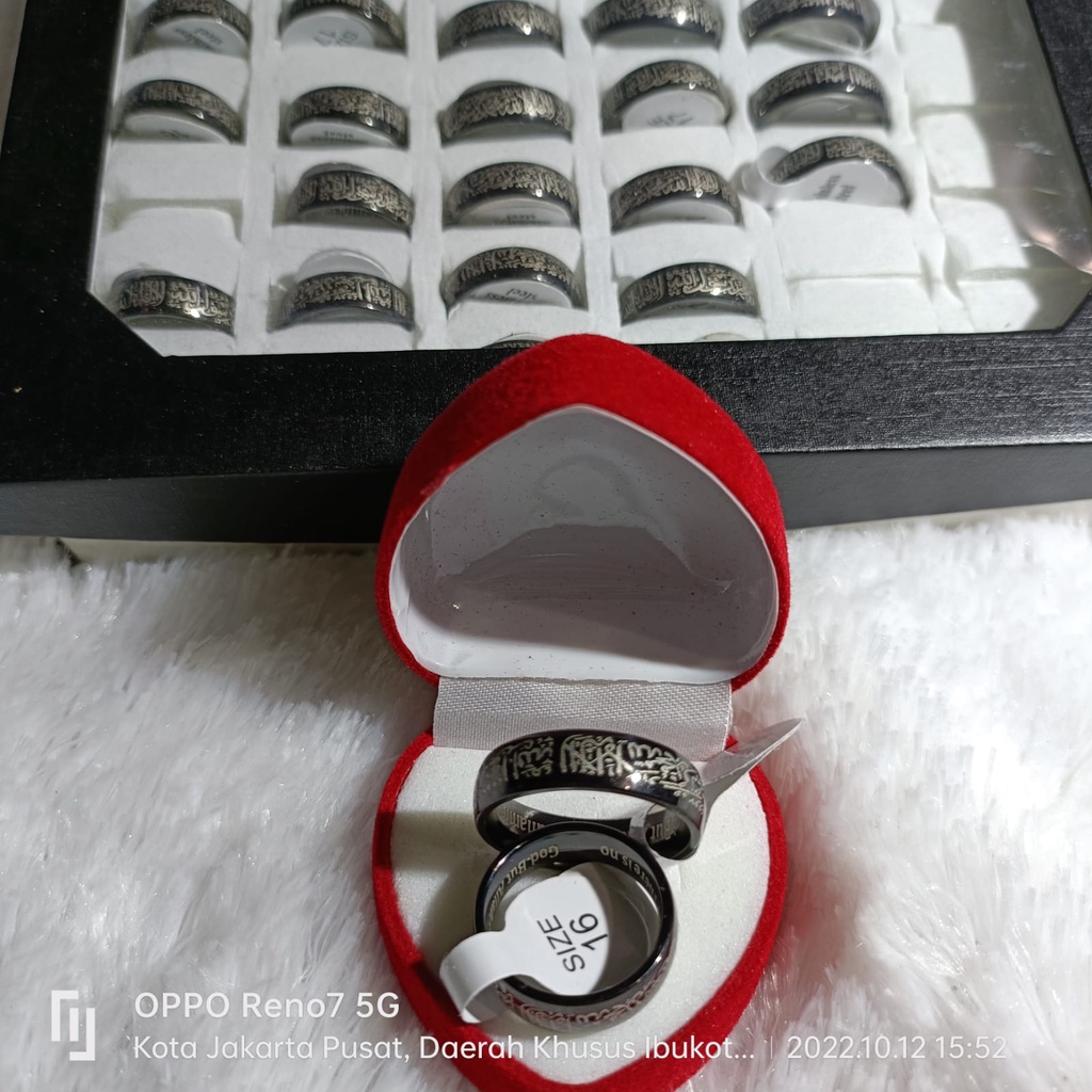 [Bayar di Tempat] Cincin Titanium Tauhid Untuk Pria Wanita free box cantik