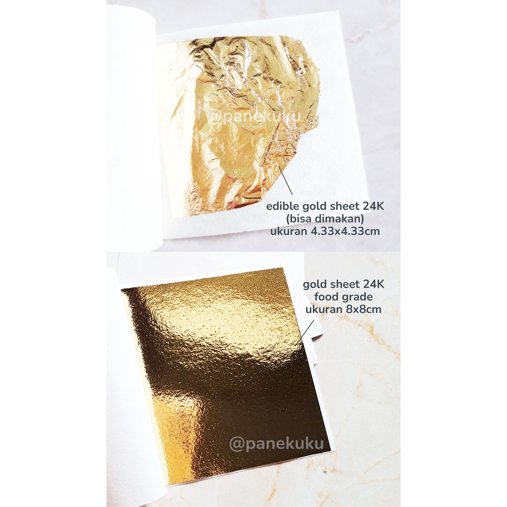 

EDIBLE GOLD SHEET 24K FOOD GRADE/ emas lembaran foil/ kertas emas leaf bisa dimakan/ hiasan dekorasi kue tart elegan mewah