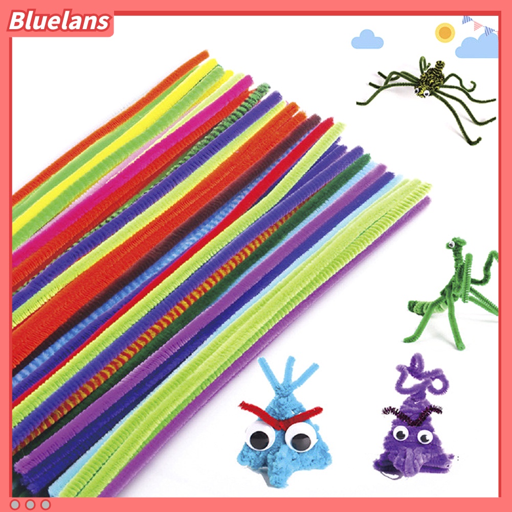 Bluelans 100Pcs / Set Mainan Edukasi Pipe Cleaner / Kawat Bulu Mercy / Pipe Cleaner Warna-Warni Untuk Anak DIY