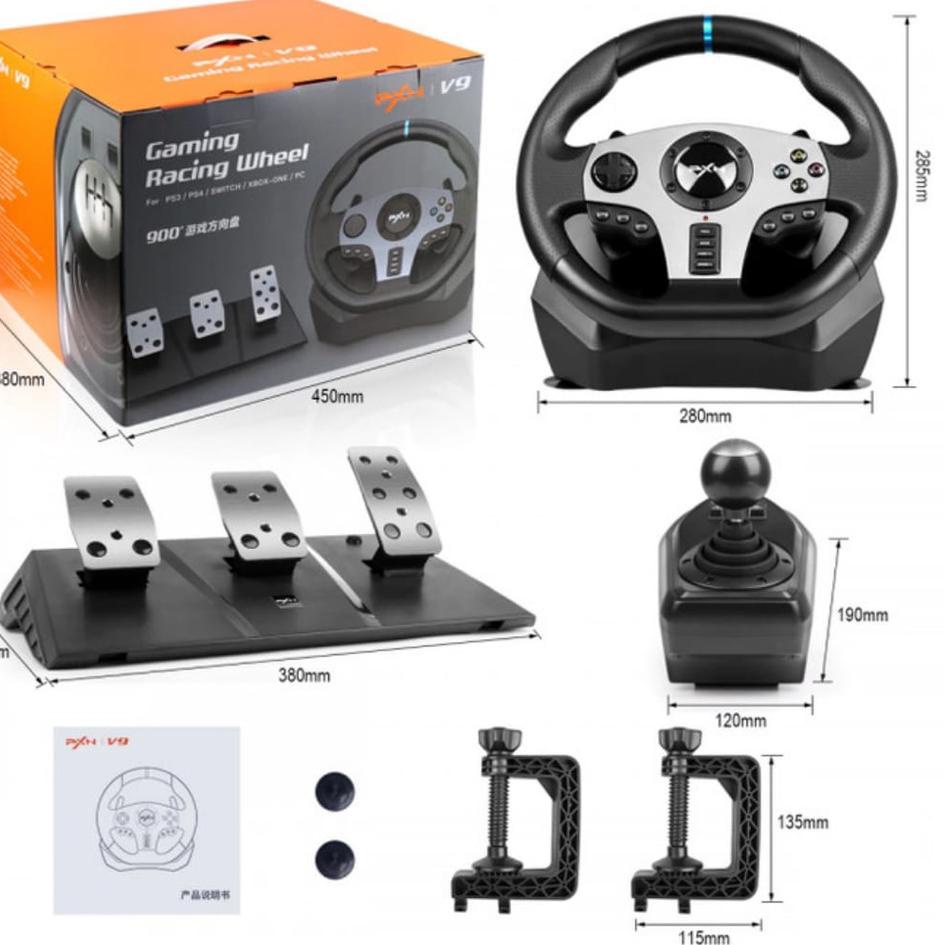 Jual Kualitas TerbaikStir PXN V9 Steering Wheel Clutch Shifter Mirip Logitech G29 PC PS3 PS4