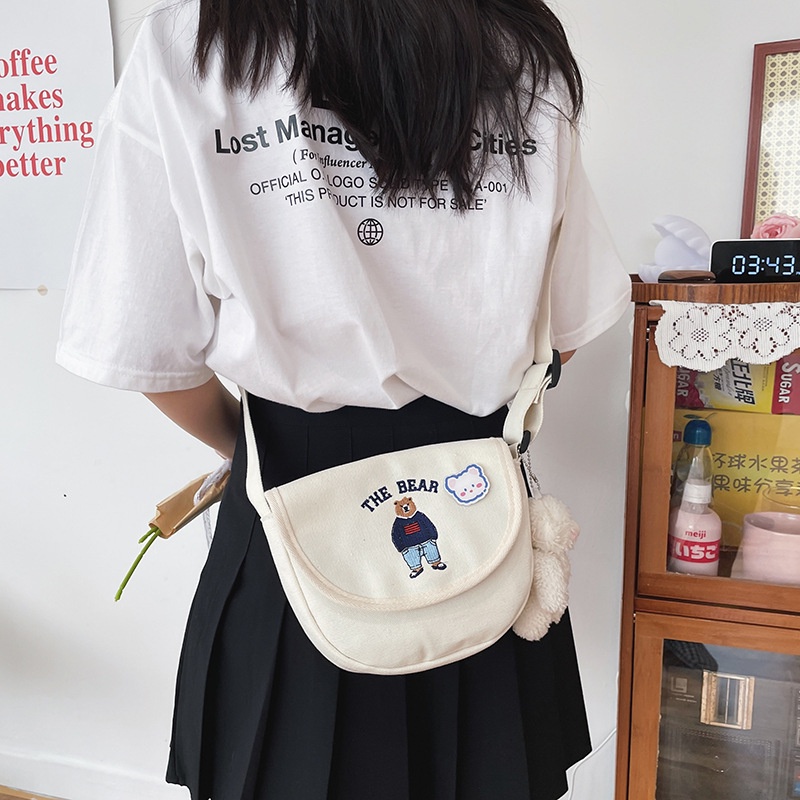 [BISA COD] S8899 Tas Canvas Tas Selempang Wanita Korea Sling Bag Perempuan Tahan Air Stylish