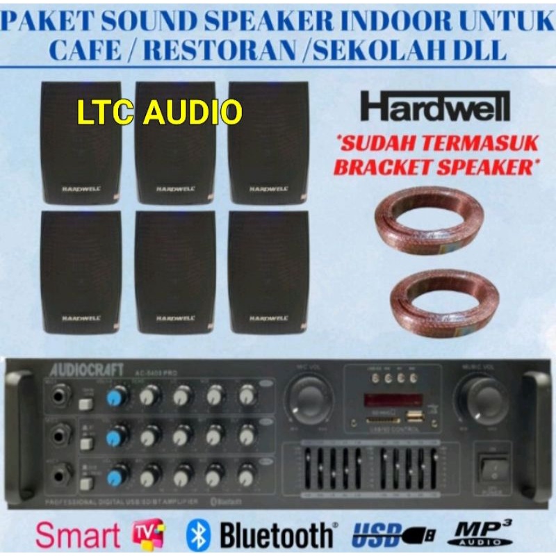 PAKET SOUND SYSTEM INDOOR CAFE , KLINIK , RESTO SPEAKER HARDWELL 6 UNIT / PAKET SOUND CAFE ( SUPER 3