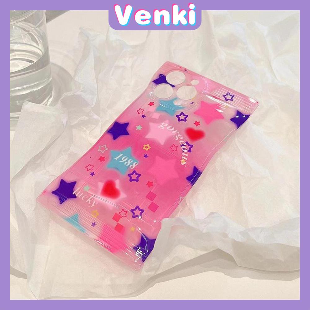 Case For iPhone 14 Pro Max Soft TPU Clear Case Snack Case Pink Colorful Stars Camera Protection Airbag Shockproof For iPhone 14 13 12 11 Plus Pro Max 7 Plus X XR