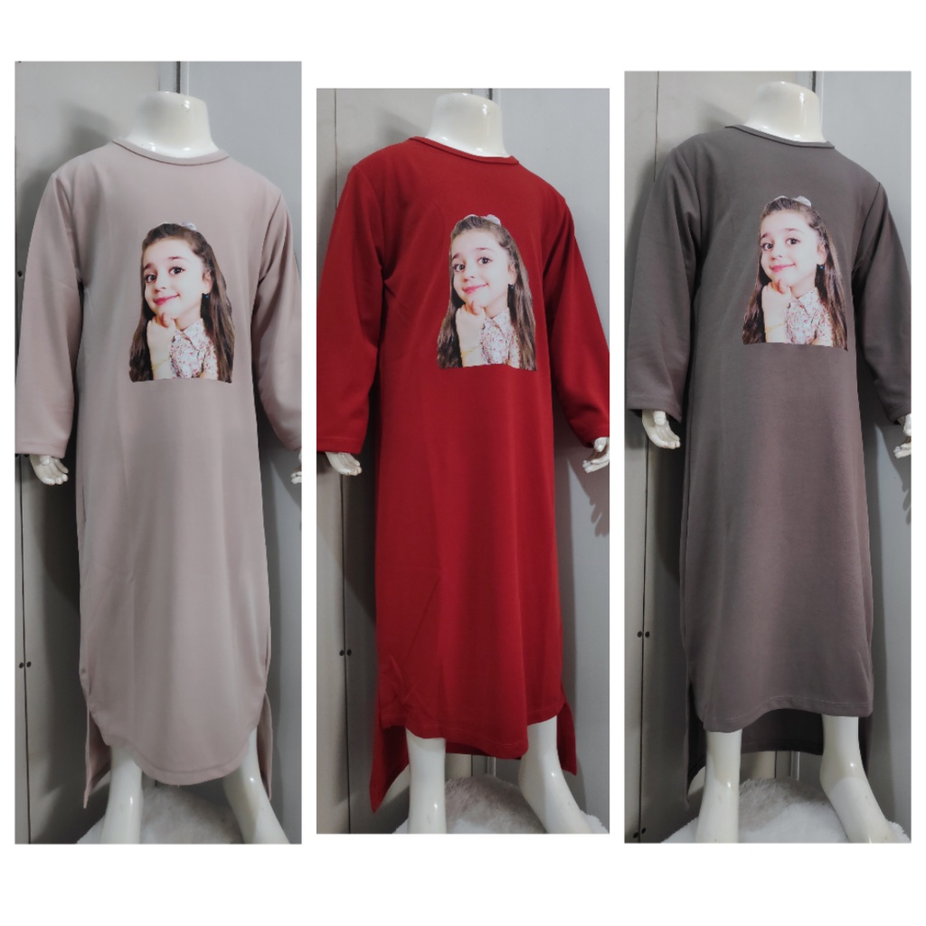 MOMOGI- MIDI DRESS ANAK PEREMPUAN VIRAL / MIDI DRESS DTF KARAKTER WAJAH /Usia 5-10thn