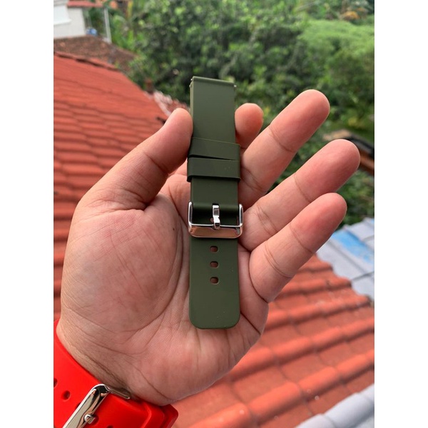 Strap tali jam tangan silikon hijau army 22mm smartwatch