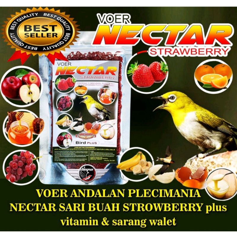 voer nectar strawberry pur pleci stroberi dengan komposisi lengkap